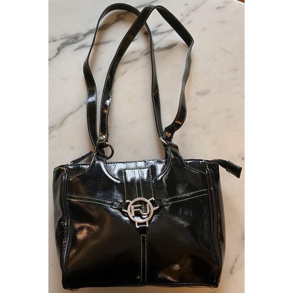 Frankie & Johnnie Purse‎ Handbag Bag Satchel Black Zipper Closure Short Strap